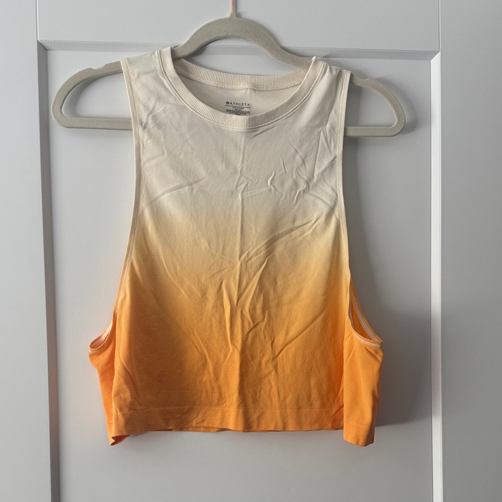 Athleta Cream and Orange Muscle Tee
